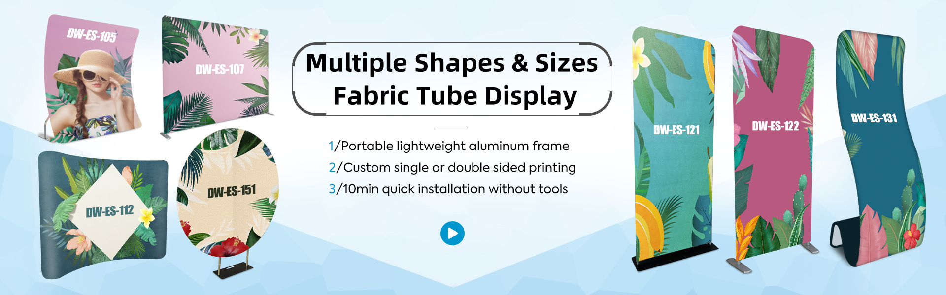 Multiple Shapes & Sizes Fabric Tube Display